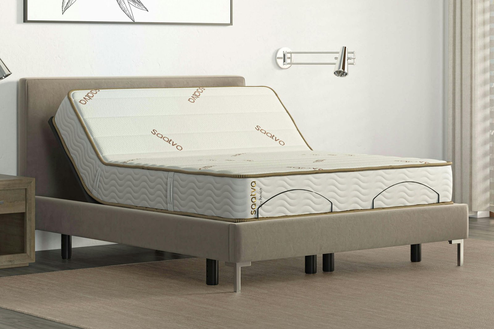 Zenhaven Latex Mattress on a raised adjustable base