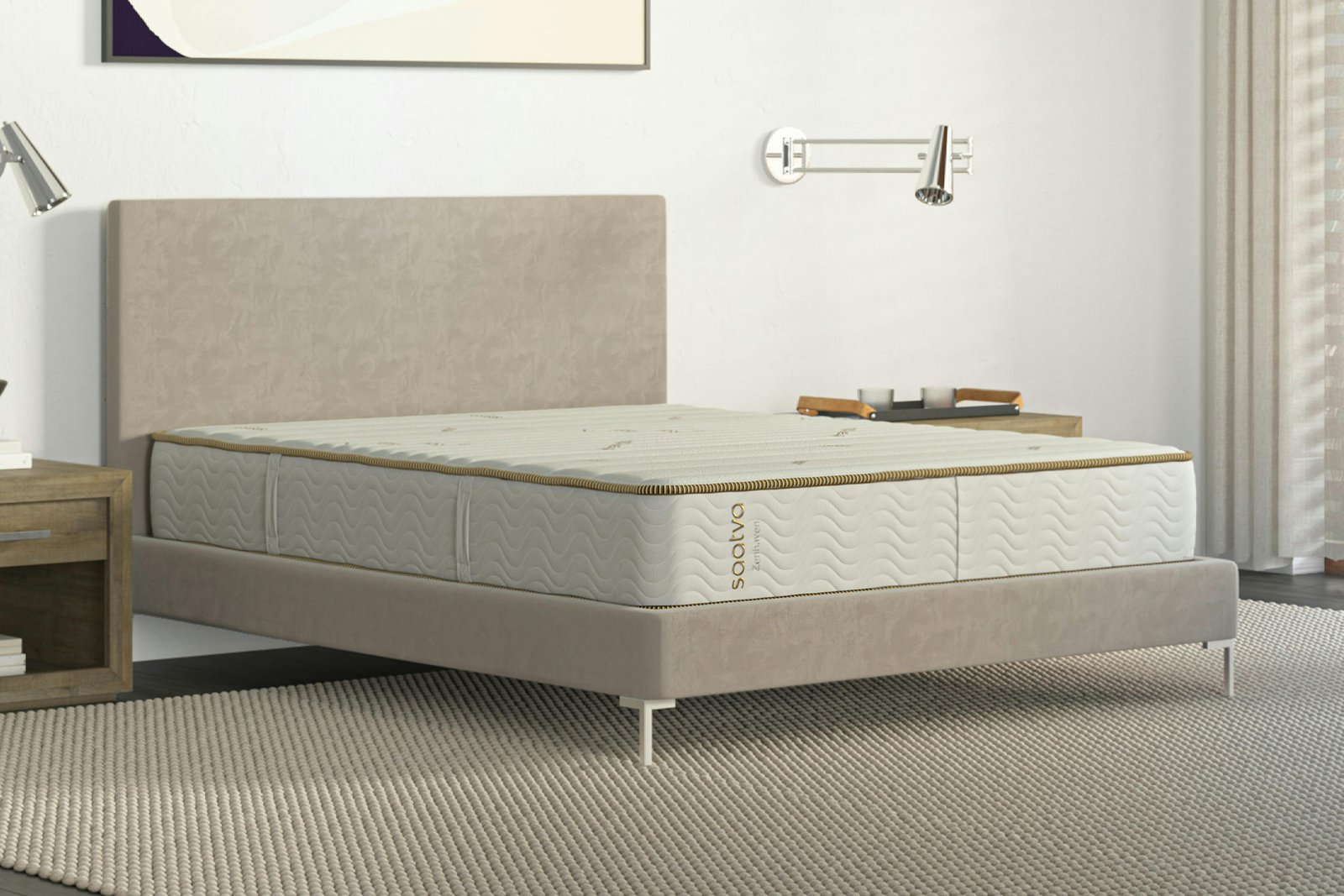 Angled product view of Saatva Zenhaven Latex Mattress