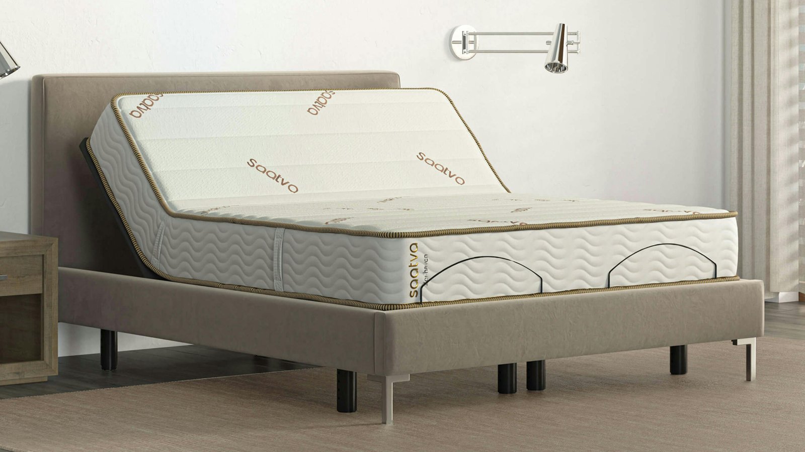 Saatva Zenhaven Latex Mattress in a calm bedroom